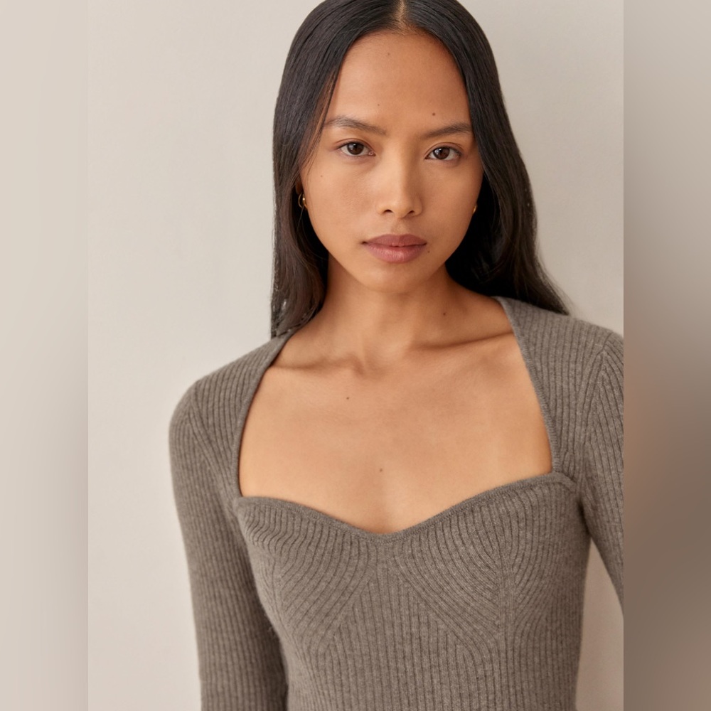 Reformation Glenna Cashmere Sweater with Sweetheart Neckline